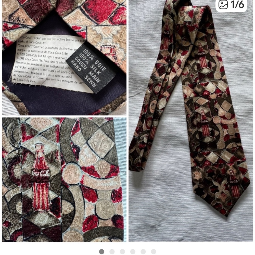 Coca Cola Red and Black Patterned Tie Silk